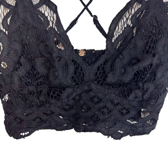 Intimately Free People Lace Bralette Black Embroidered Lace Size XS - Picture 2 of 11